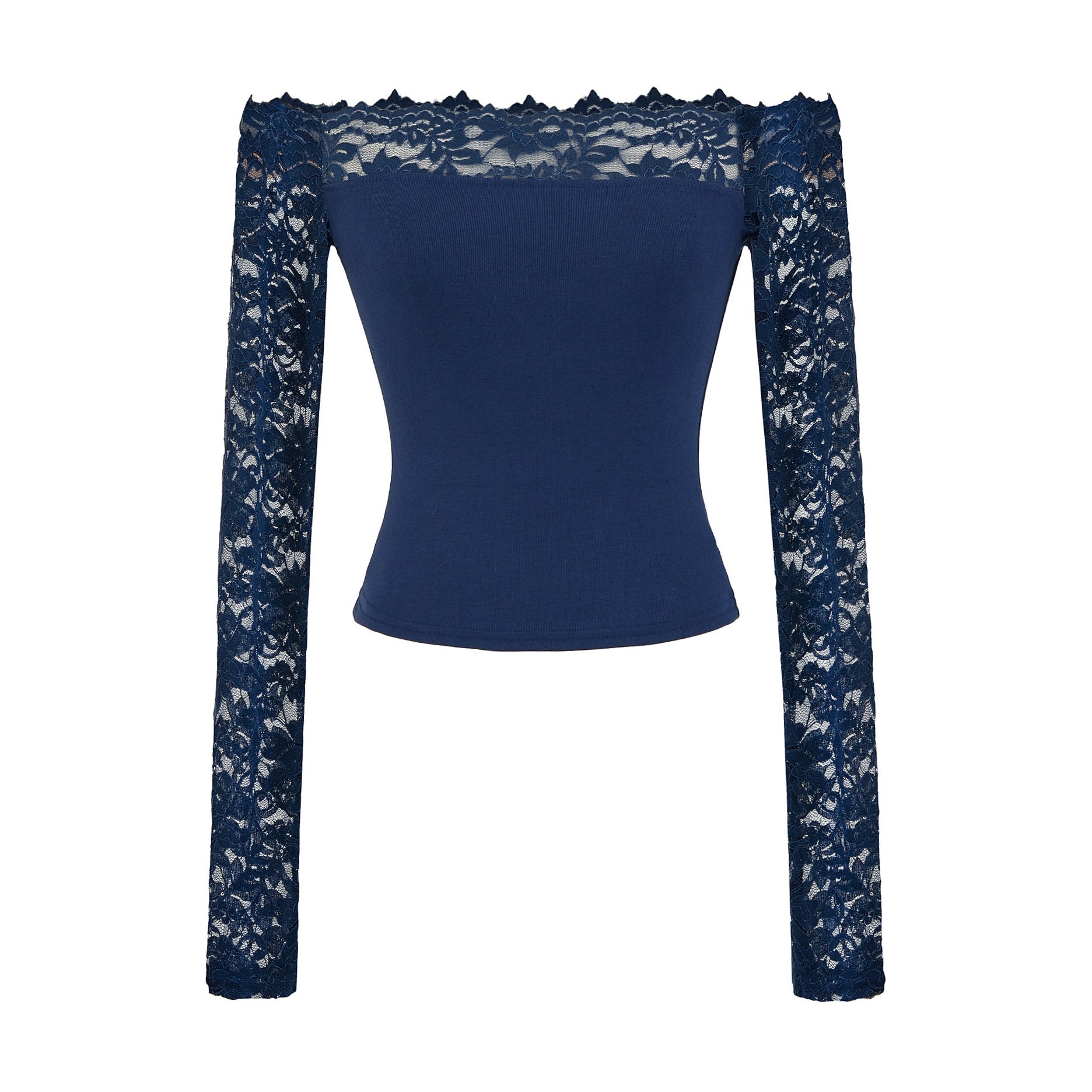 Classy Stylish Women's Lace Stitching Long-sleeved Women's T-shirt