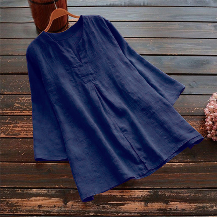 Women's Three-quarter Sleeve Solid Color Large Casual Tops