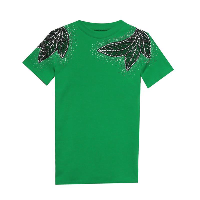 Women's Neck Fashion Hollow Lace Hot Drilling Slim Fit Women's T-shirt