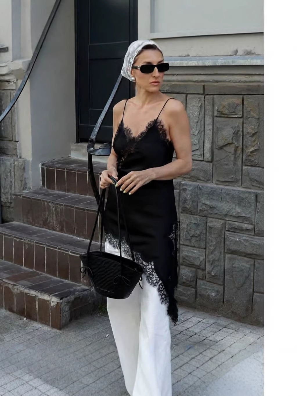 Women's Overcoat Clothes Irregular Lace Edge Pure Desire Style Backless Asymmetric Dress
