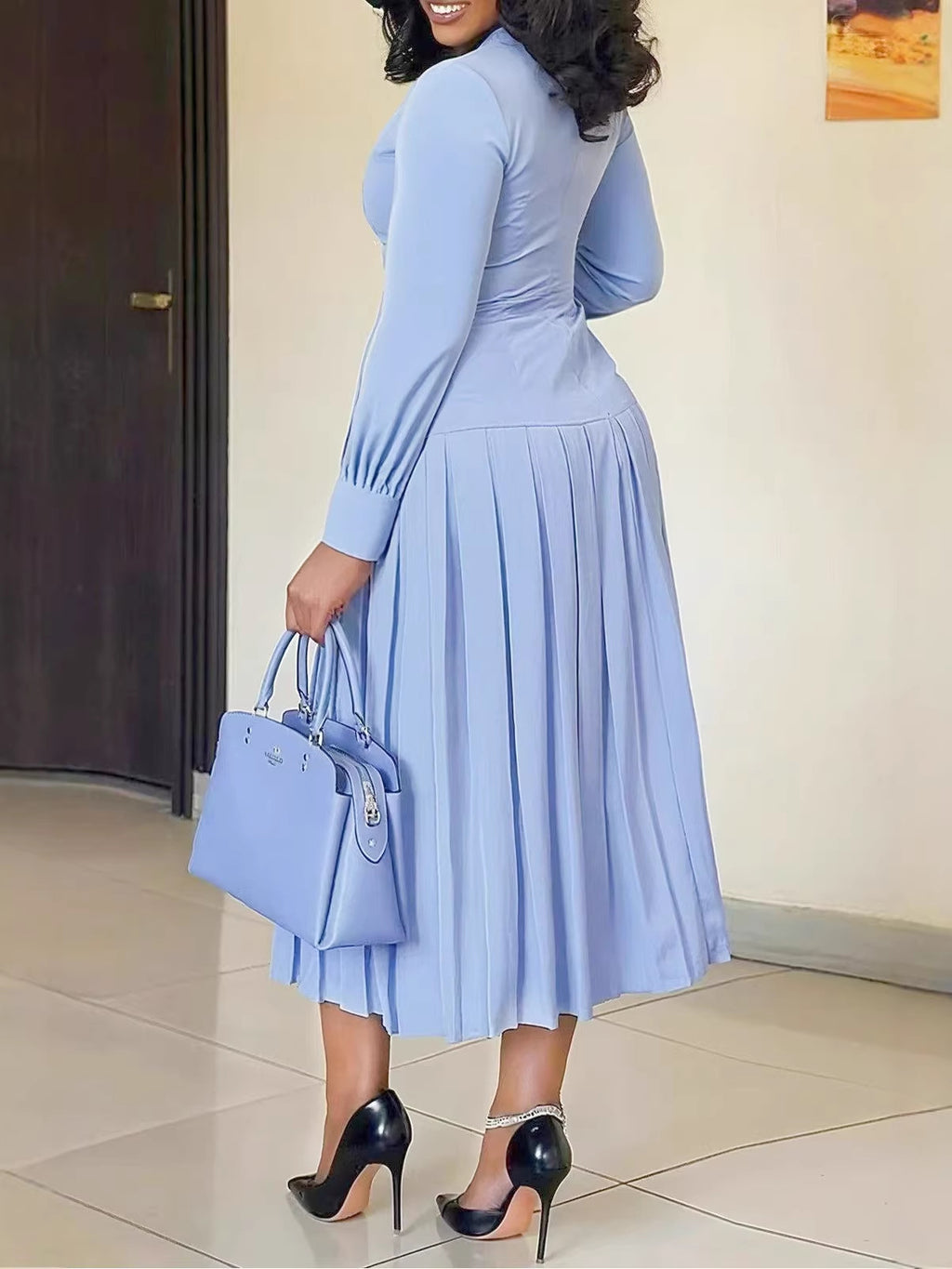 Classic Fashionable Lantern Round Neck Elegant Dress
