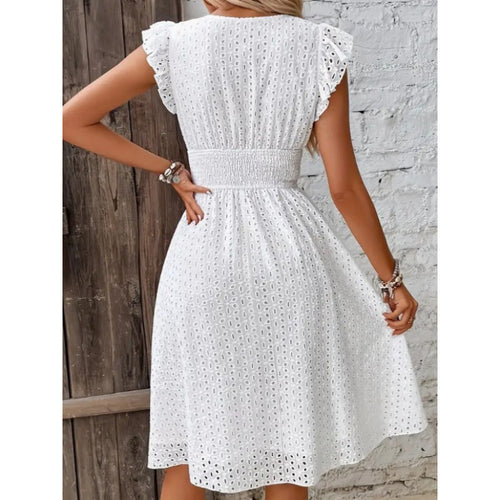 Classic Multicolor Summer Ruffle Sleeve Elegant Dress