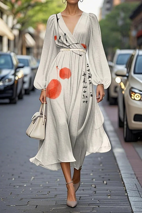 Women's Floral Series Pattern Printing Casual V Dress