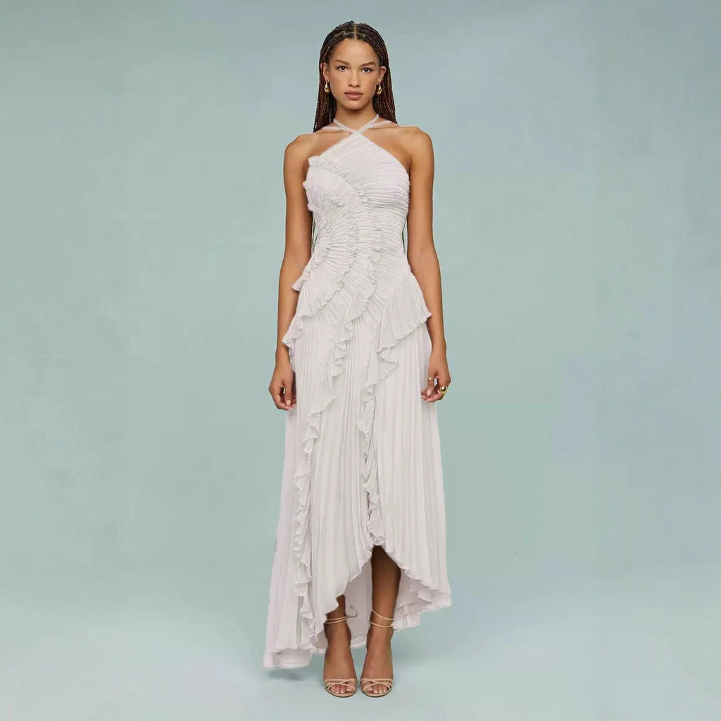 Women's Summer Sexy Halter Ruffled Long Design Dress