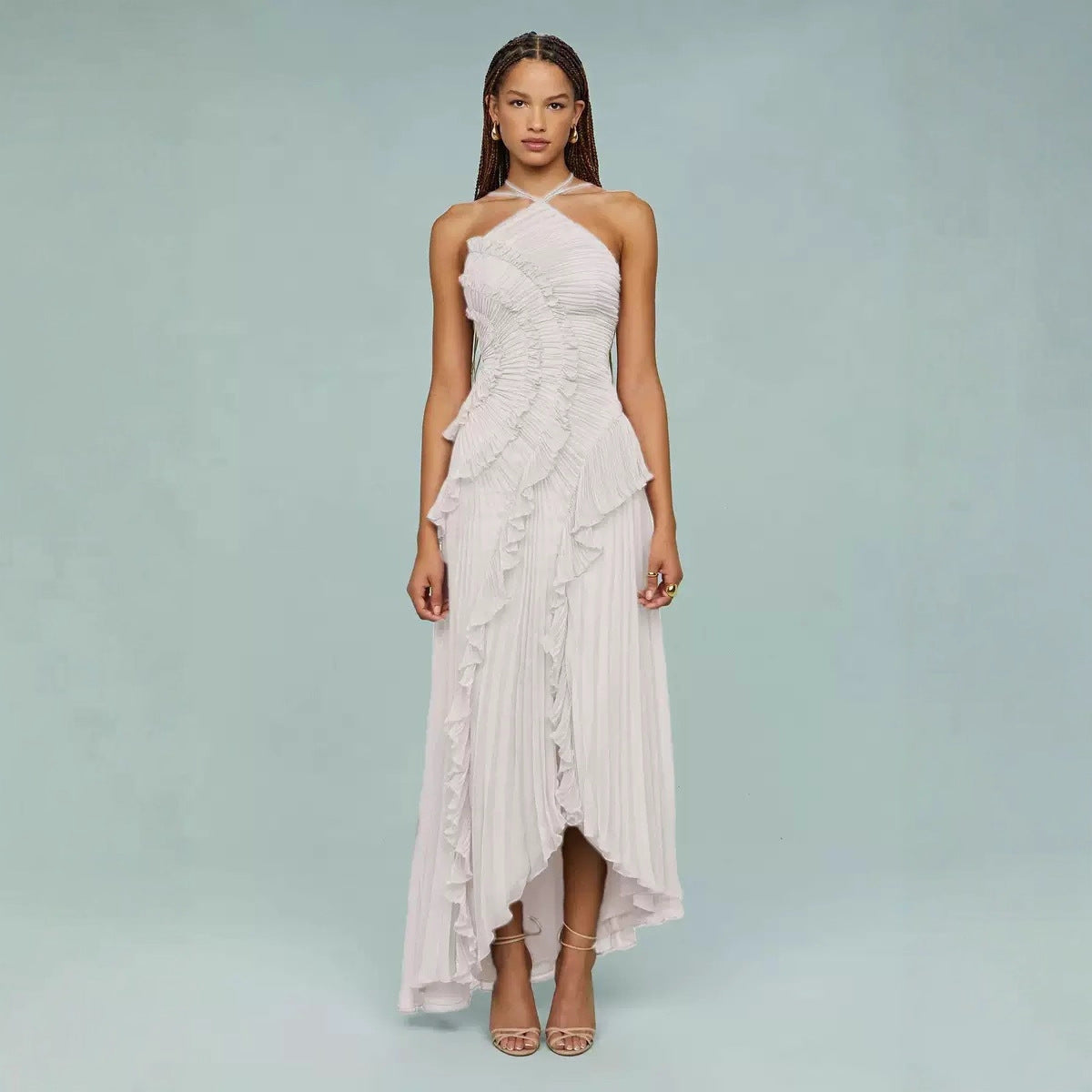 Women's Summer Sexy Halter Ruffled Long Design Dress