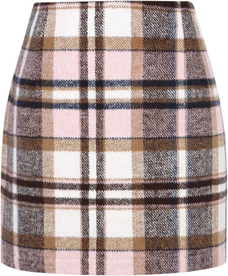 Women's High Waist Tartan Tight Pencil Hip Skirt