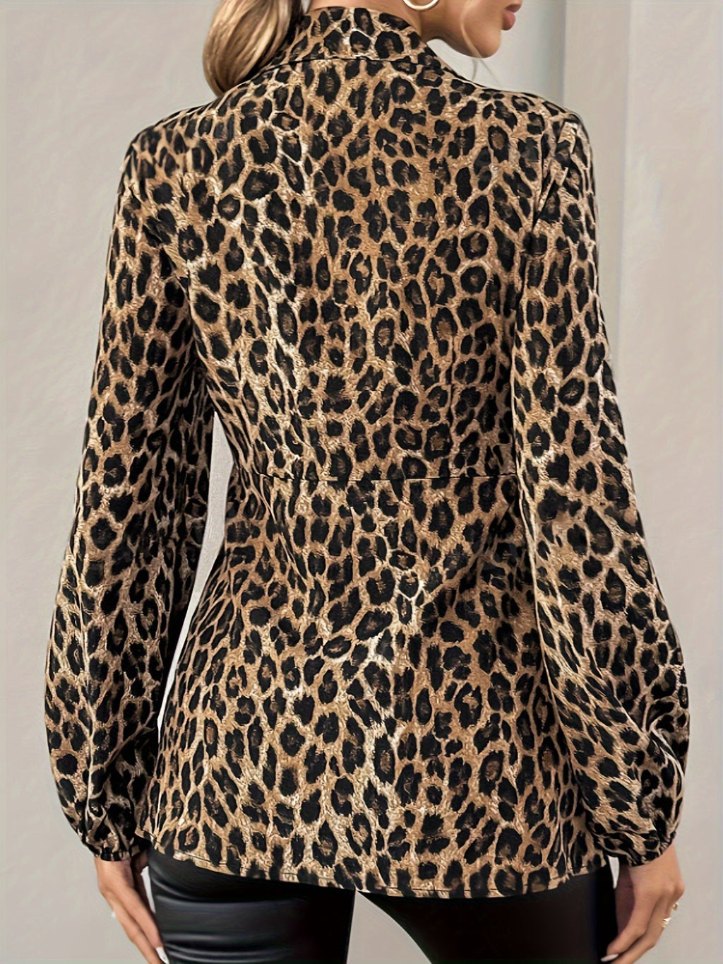Long Sleeve Spring Leopard Print Tied Tops