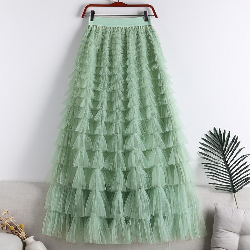 Charming Mesh Stitching Cake Dress Long Skirt