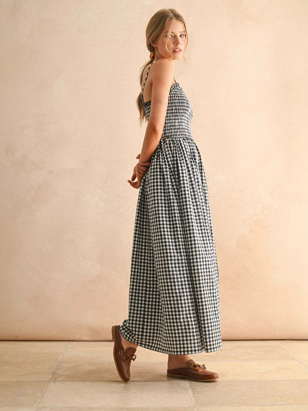 Women's Summer Strap Retro Plaid A- Line Slimming Dress
