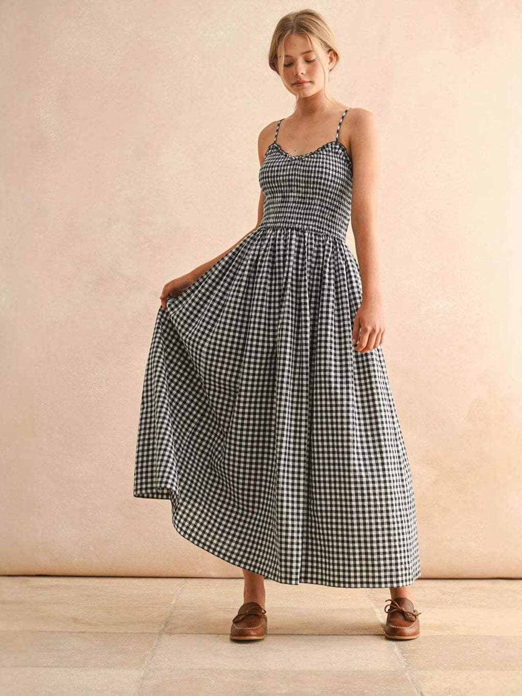 Women's Summer Strap Retro Plaid A- Line Slimming Dress
