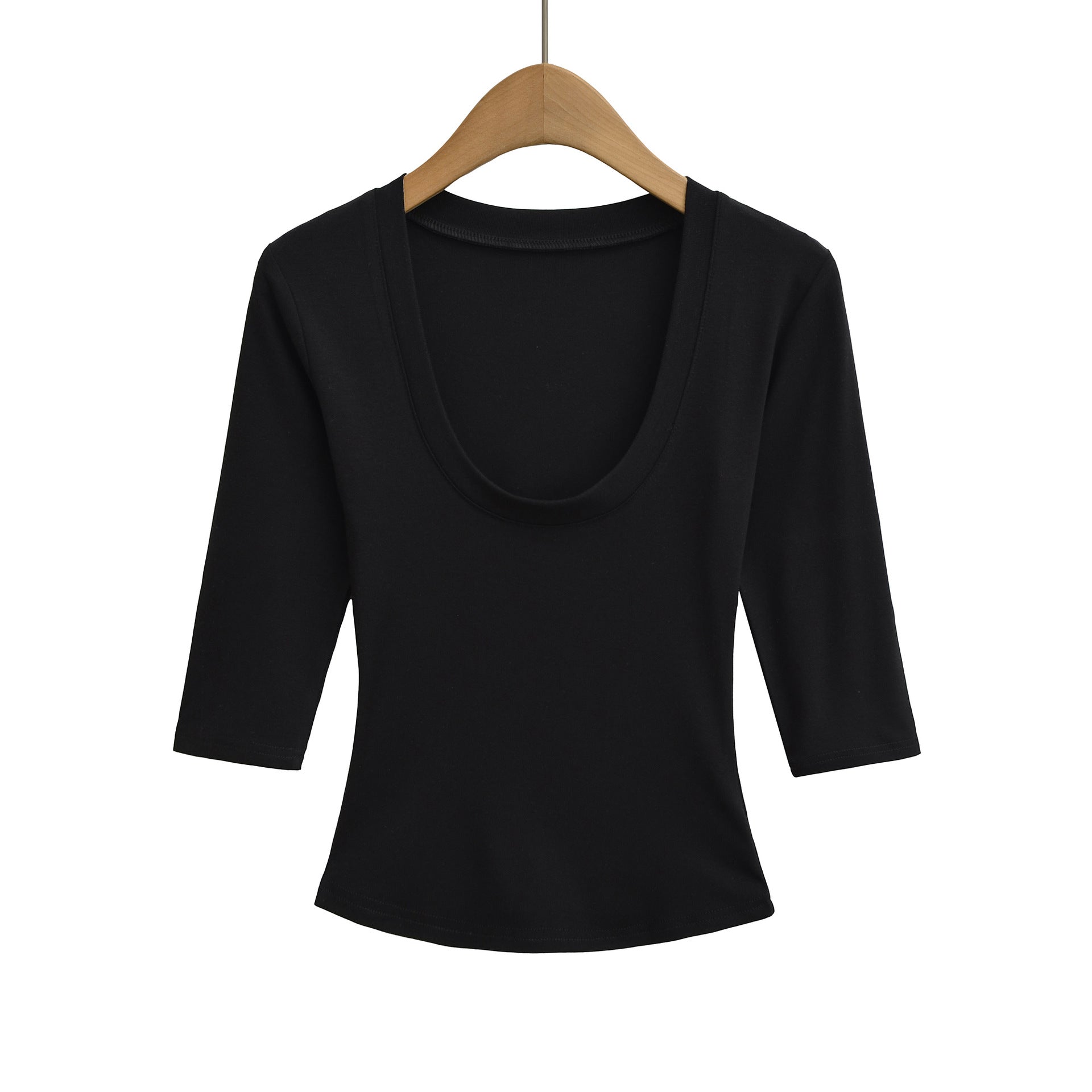 Women's Color Half Sleeves Knitted Inner Match Bottoming Women's T-shirt
