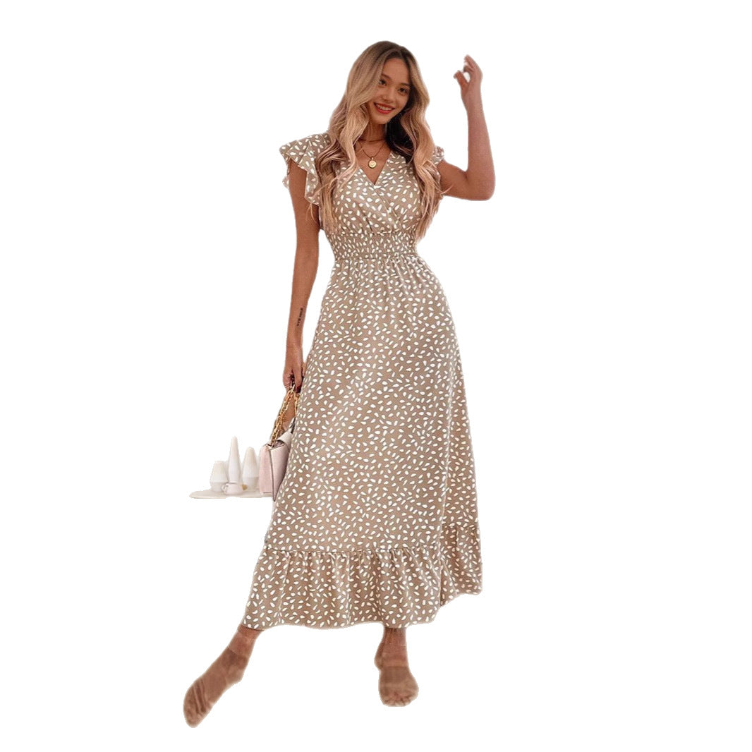 Women's Long Ruffle Sleeve High Waist Dress