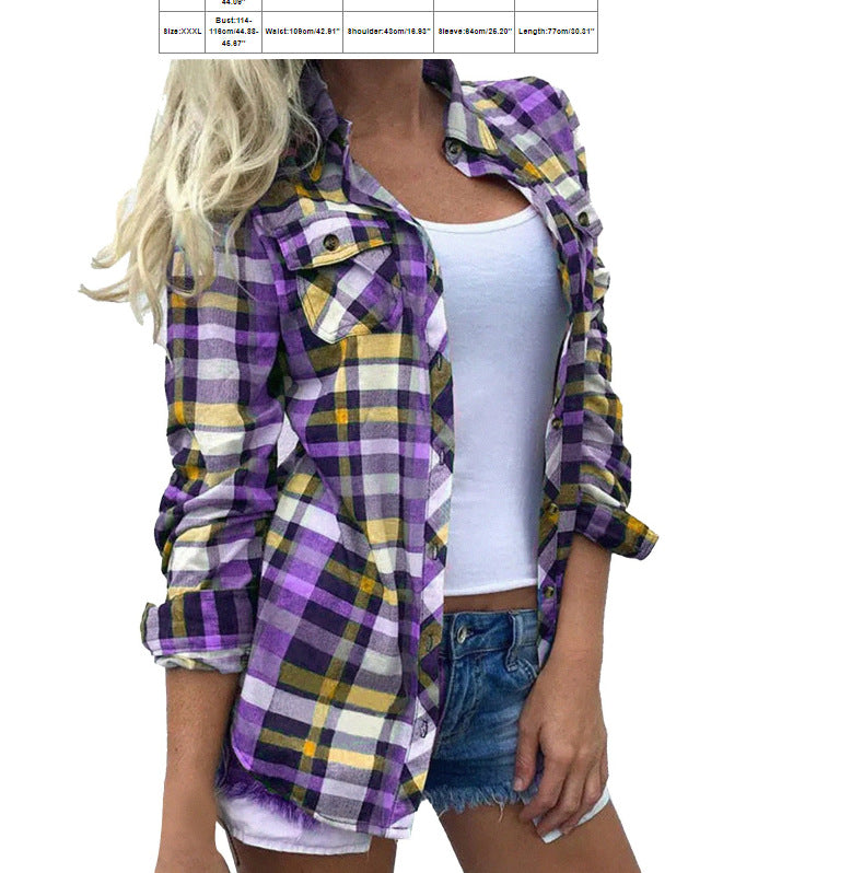 Women's Patchwork Stand-up Collar Long Sleeve Straight Tops