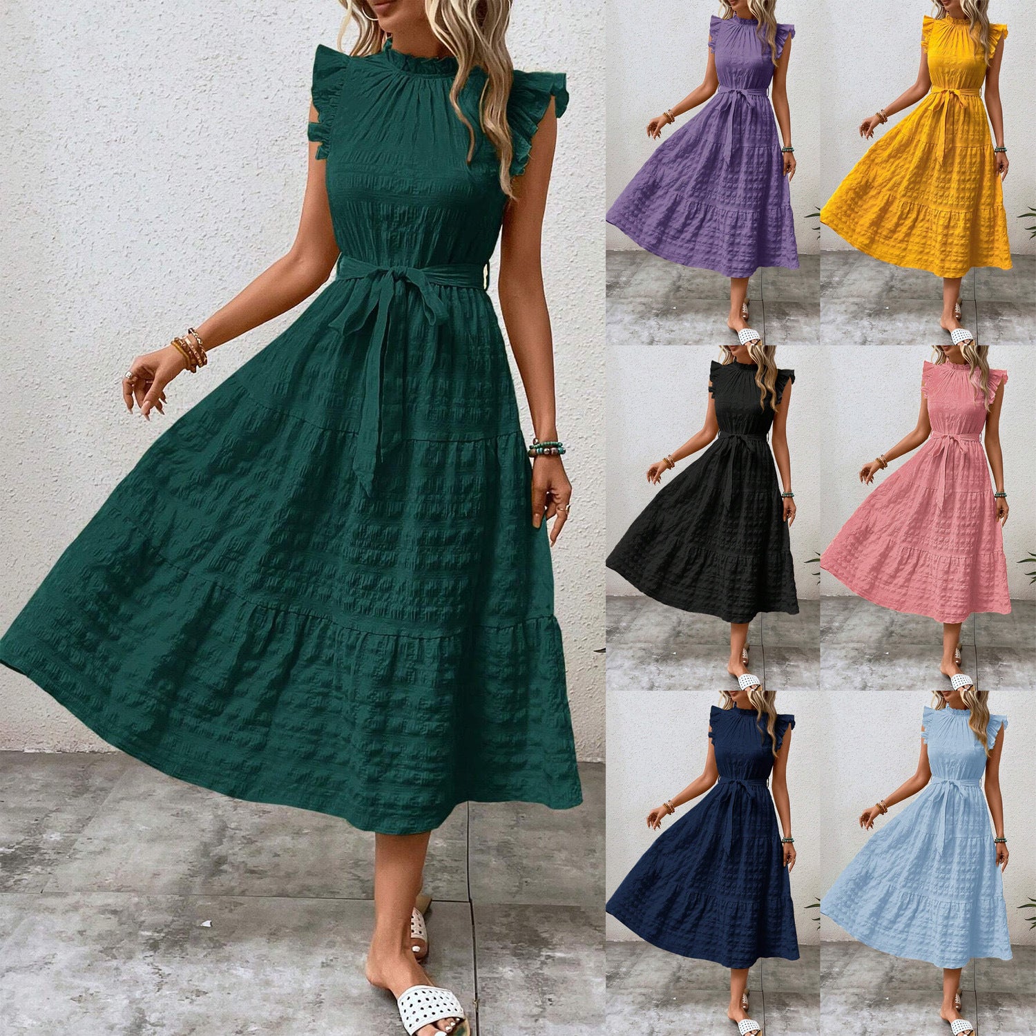 Casual Women's Bohemian Sleeveless Large Swing Dress