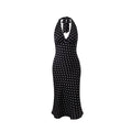 Style Polka Dot Printed Lace Up Halter Dress