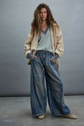 Women's American Wide Leg Tide Washed Worn Women's Jeans