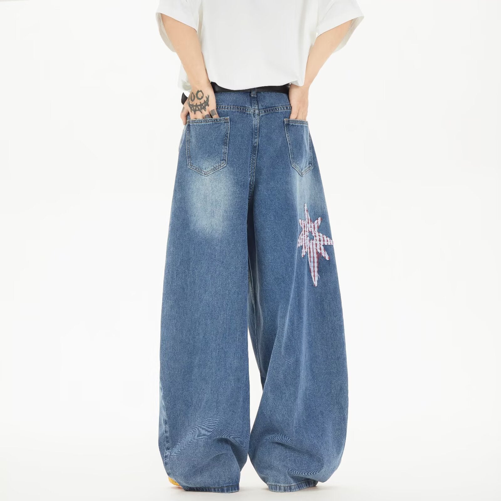 Women's & Men's American Retro Machete Patch Summer Loose Pants