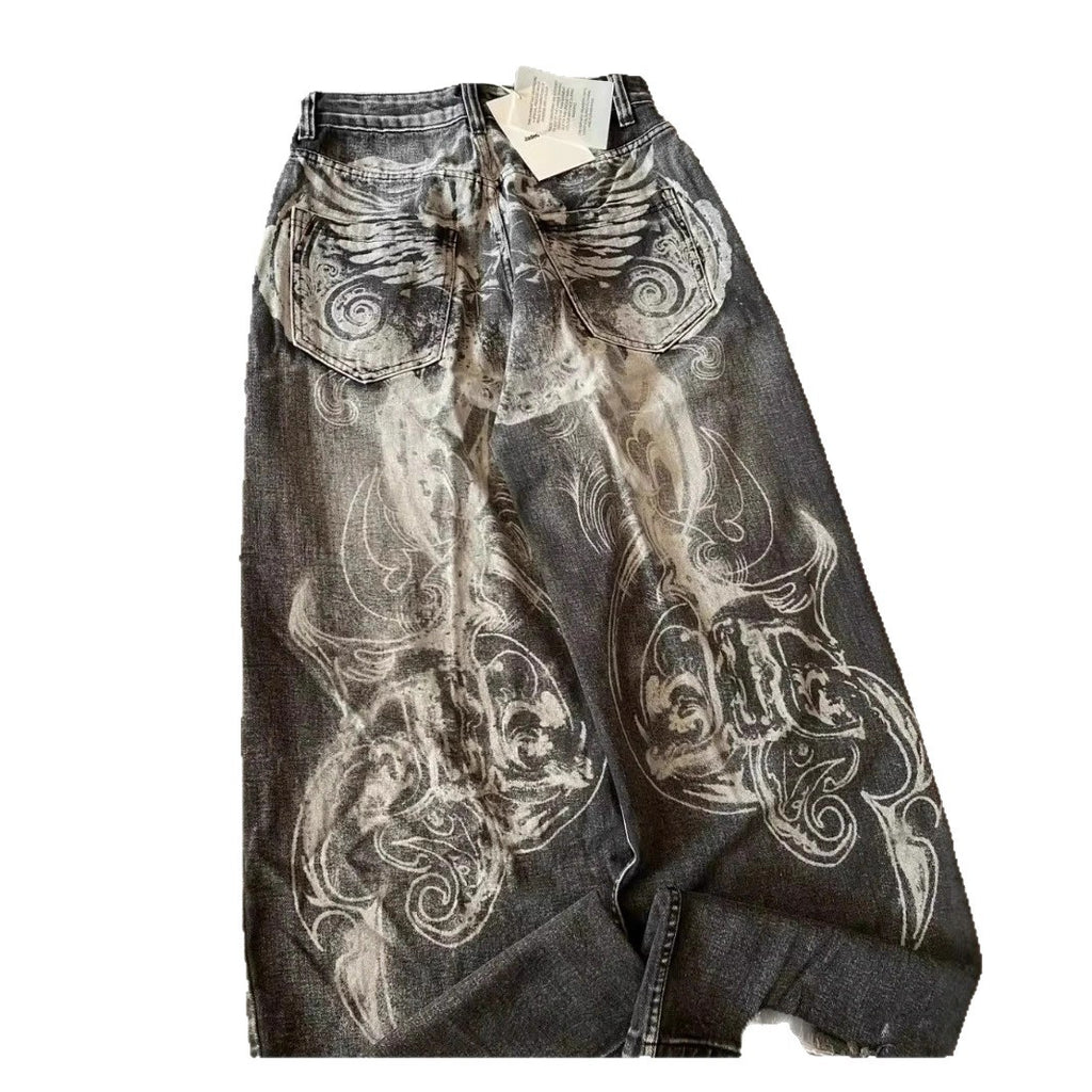 Women's & Men's Washed Retro High Street Tide Trousers Women's Jeans