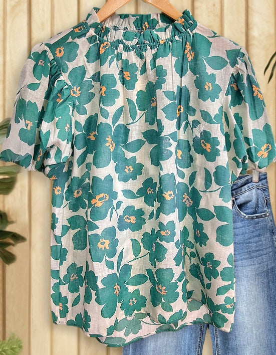 Women's Floral Print Shirt Fashion Commuter Half Sleeve Tops
