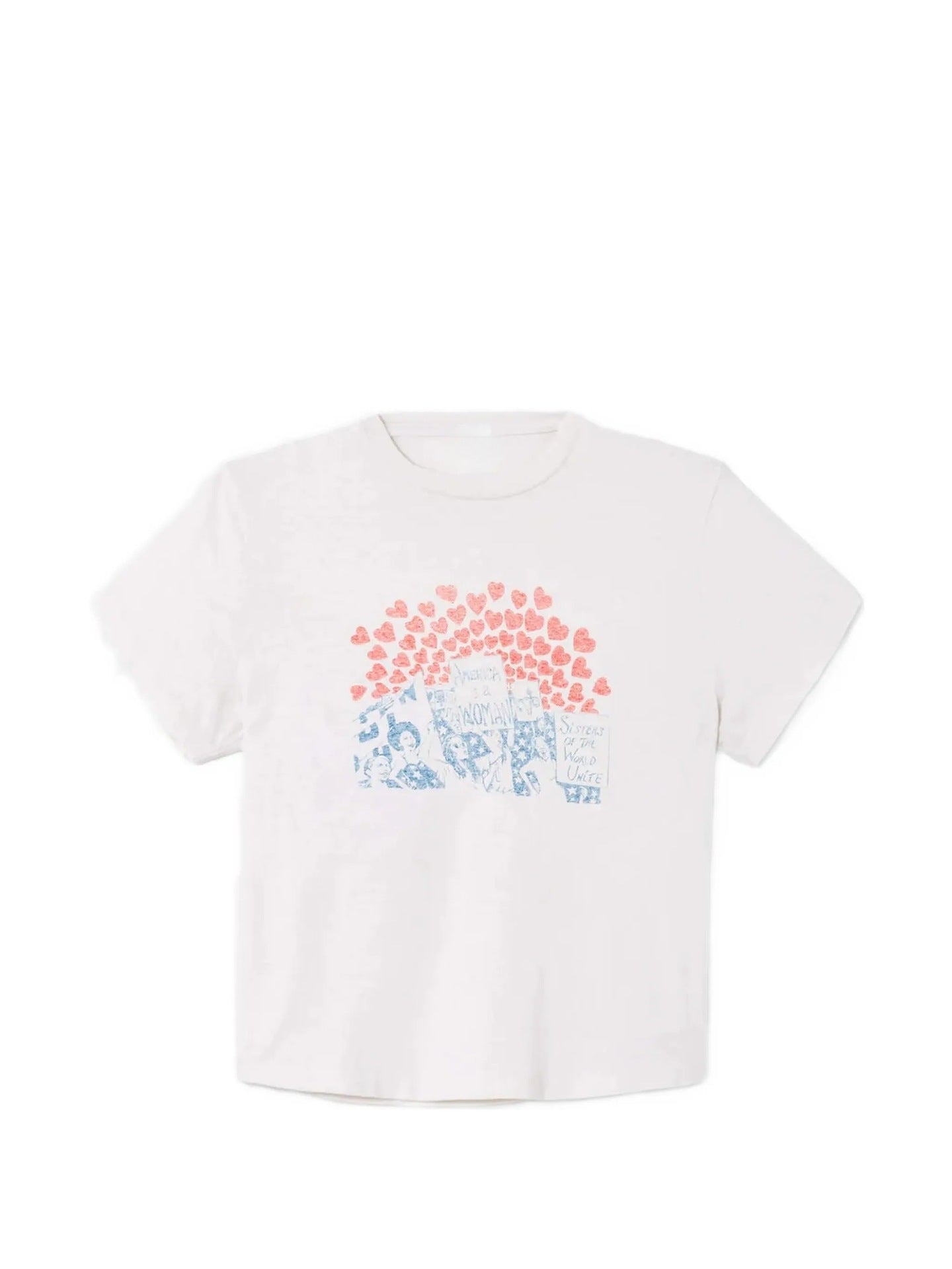 Summer Korean Style Printed Snowflake Cotton Short-sleeved Loose Round Neck Tops