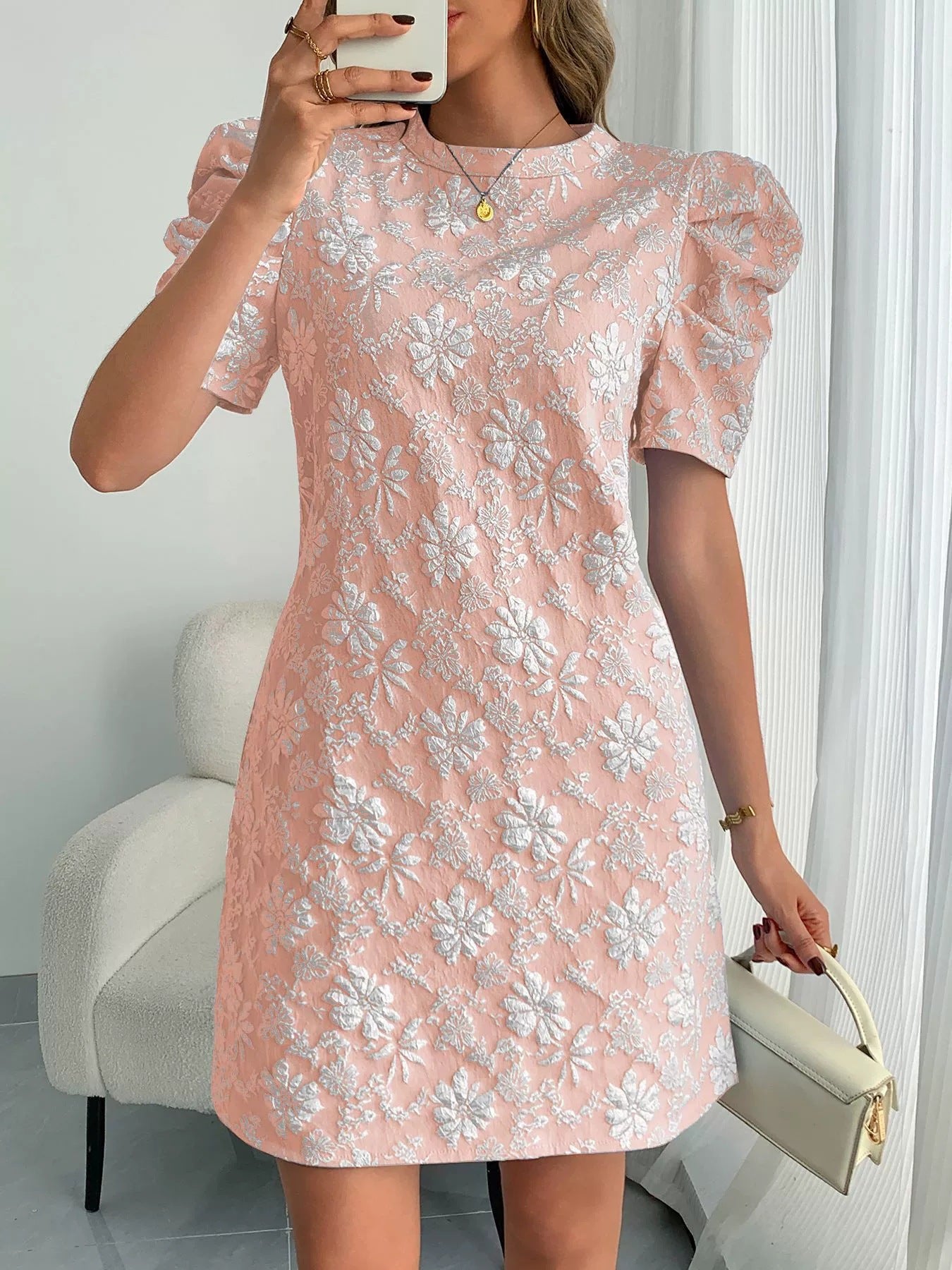 Summer Daisy Embossed Dress Fishtail Sleeve Skirt