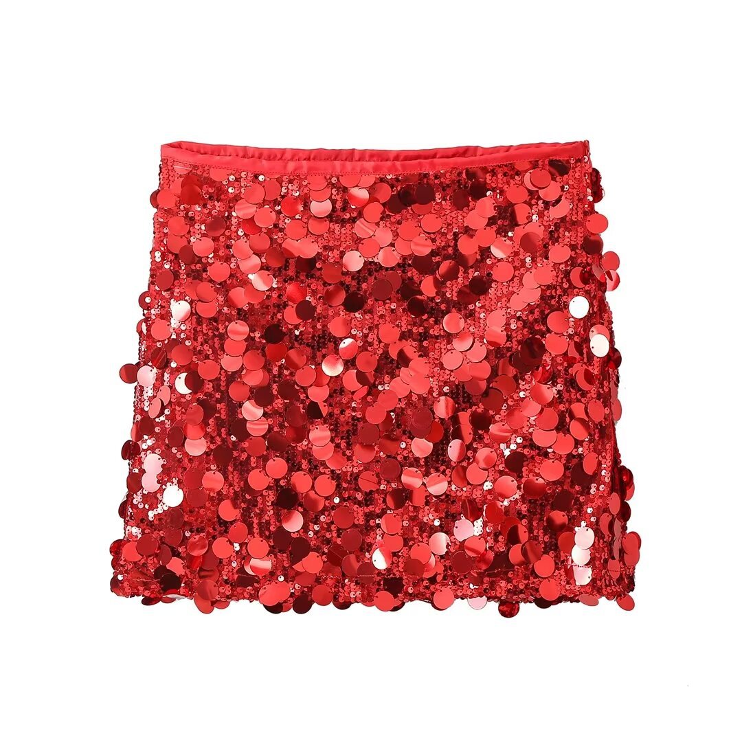 Slouchy Women's High Waist Sequins Mini Skirt