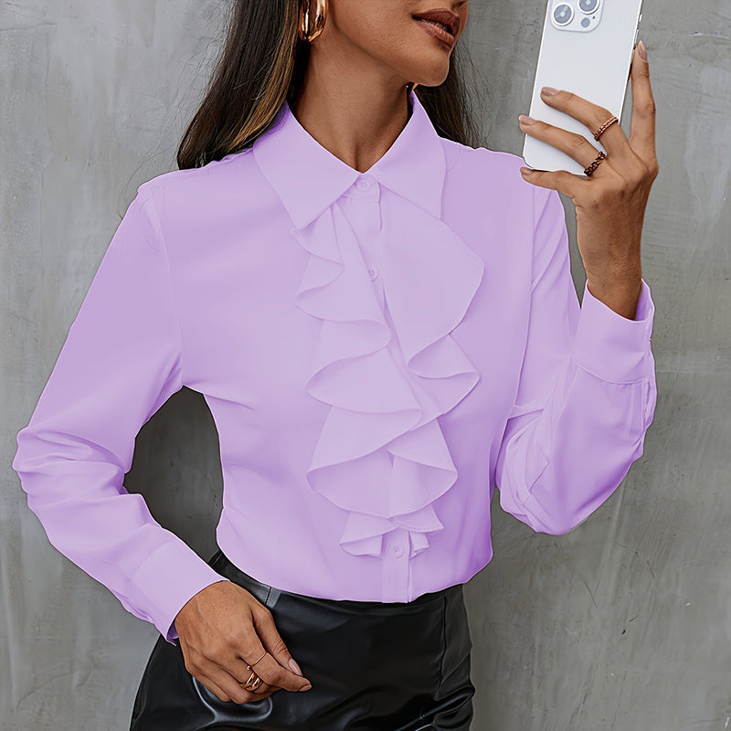 Women's Shirt White Long Sleeve Business Wear Western Style Blouse