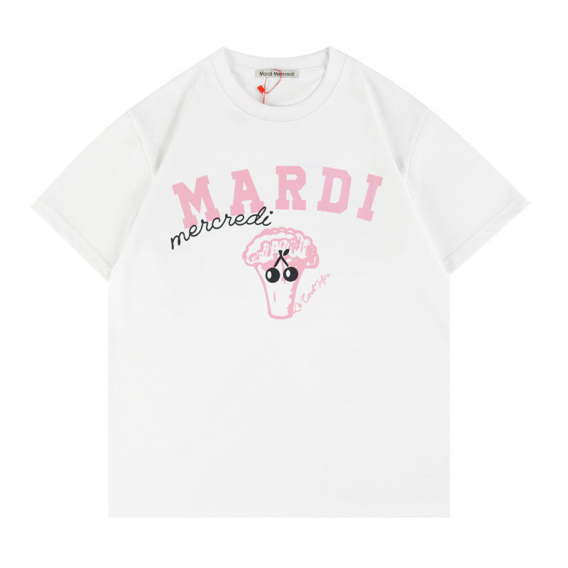 Sleeve Little Daisy Sausage Dog Printed Round Neck Pure Shorts