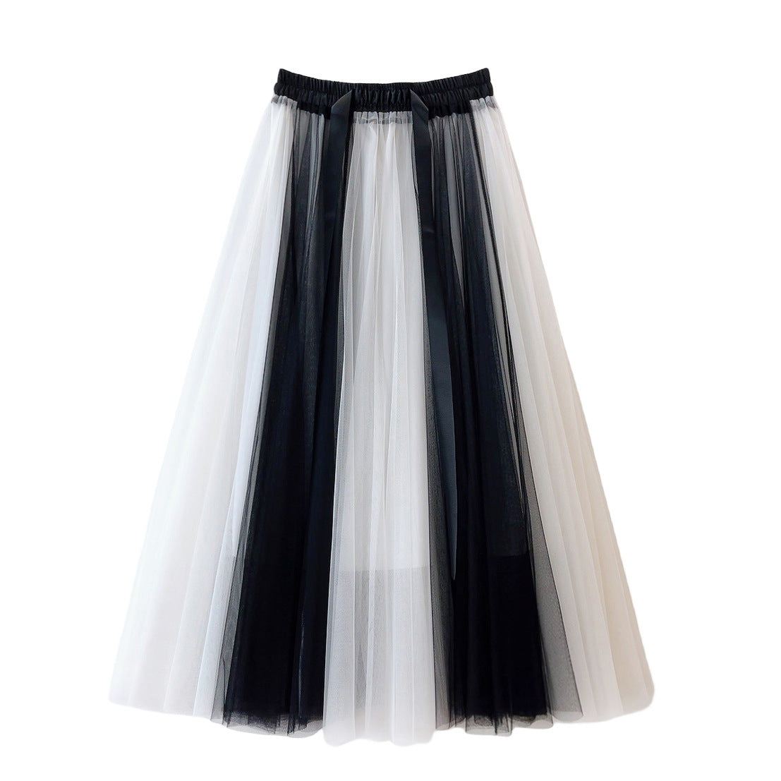 Color Mesh Gentle Four Wide Hem Skirts