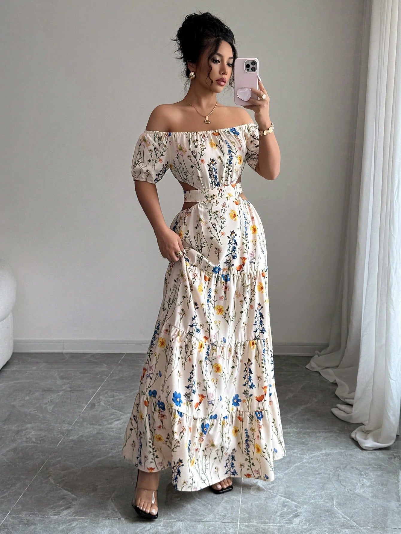 Female Lady Backless Shoulder Strap Elegant Dress