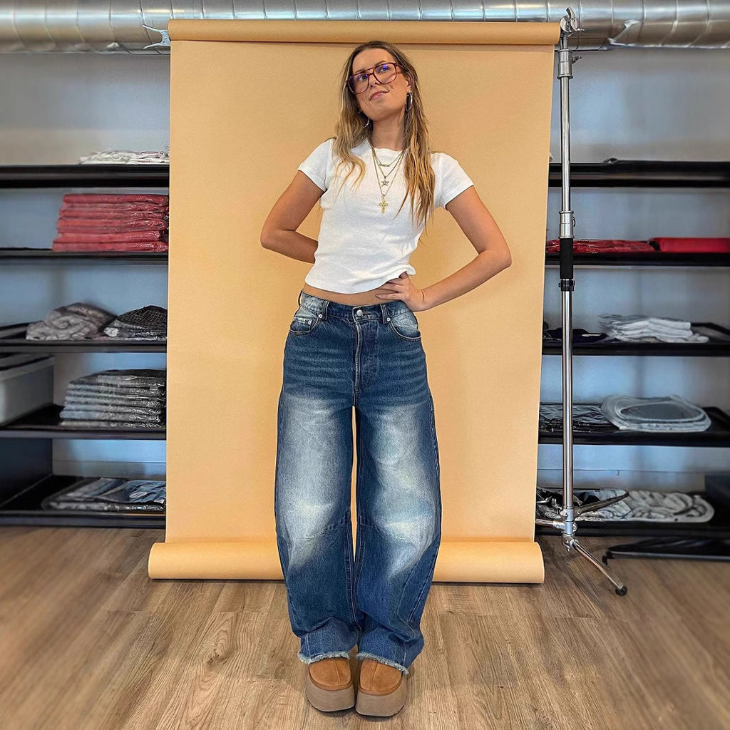 Creative Women's Retro Trousers Loose Straight Women's Jeans