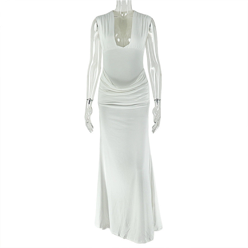 Women's Simple Street Pleated Hip Sexy Sleeveless Skirts