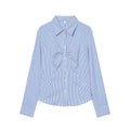 Women's Fashionable Simple Style Lapel Pleated Slim Blouse