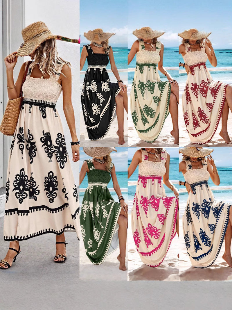 Unique Women's Beach Holiday Style Printing Dress