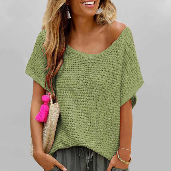 Women's Summer Fashion Casual Round Neck Solid Color Shorts