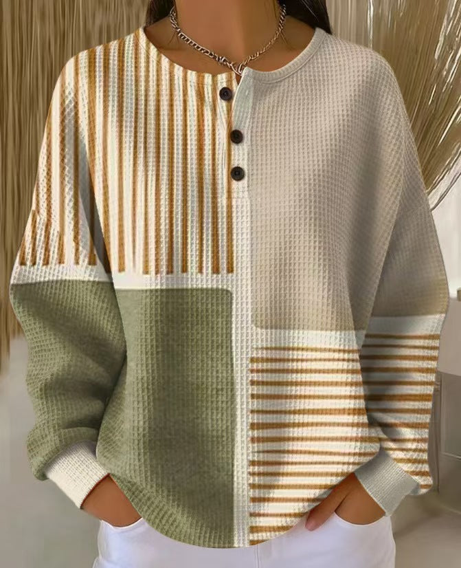 Women's Independent Single Retro Digital Printing Small Turtle Neck Women's T-shirt