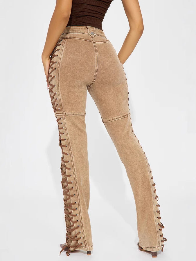Women's Fashion Wear Trendy Drawstring Hot Trousers Women's Jeans