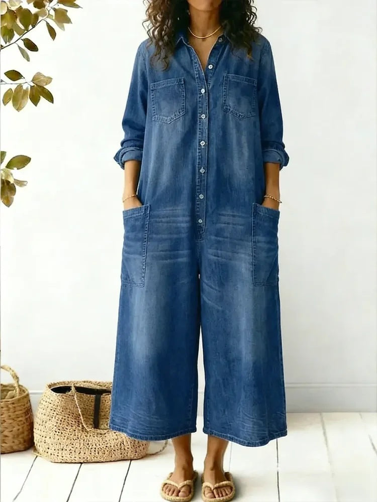 Women's Spring Clothes Fashion Sexy Single-breasted Shirtdress Jumpsuits