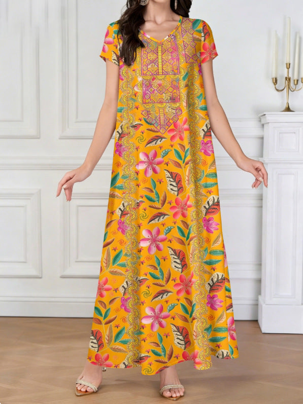 Women's Summer Fashion Casual Sleeve Printed Pocket Clothing