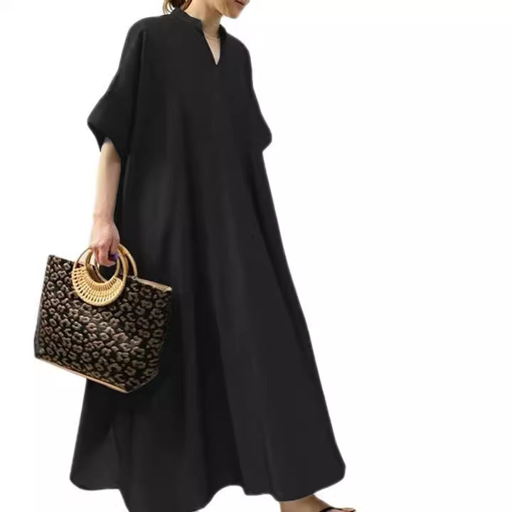 Women's Solid Color Half Sleeve Long Casual Dress