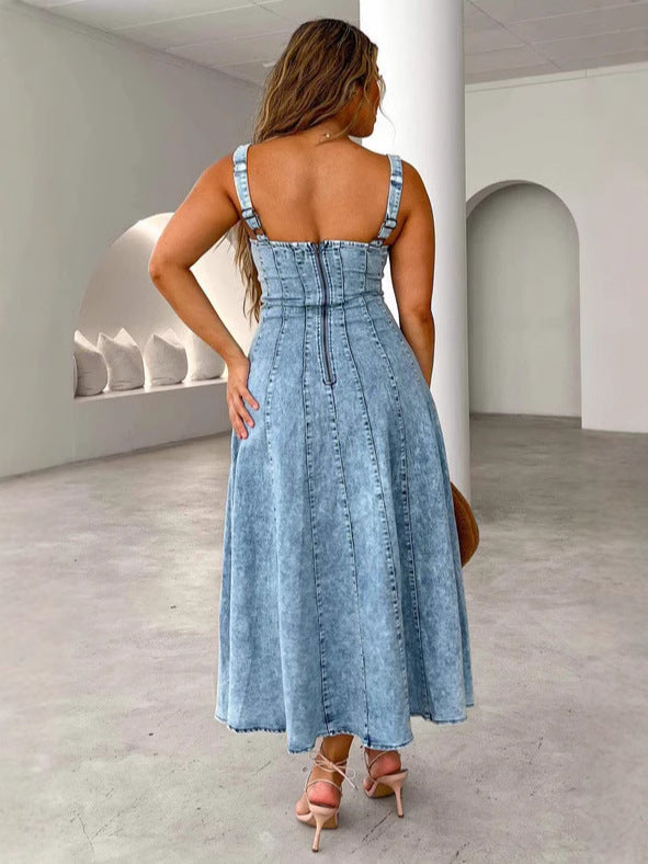 Fashion Suspenders Old Sexy Style Denim Dress