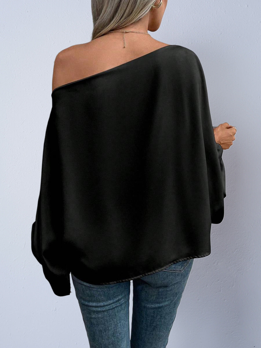 Women's Satin Shirt Winter Fashionable Asymmetric Blouse