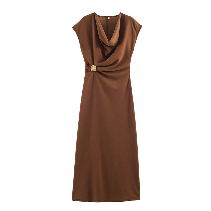 Women's Autumn Fashionable Elegant Pleated Sleeveless Dress