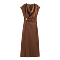 Women's Autumn Fashionable Elegant Pleated Sleeveless Dress