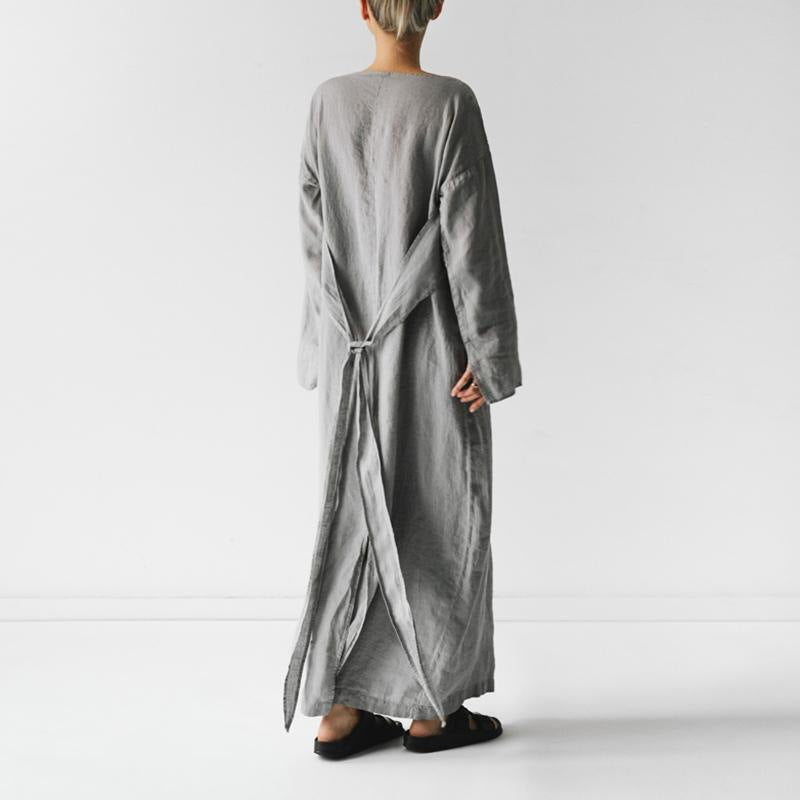 Cotton Linen Long Sleeve Off Shoulder Dress