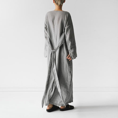 Cotton Linen Long Sleeve Off Shoulder Dress