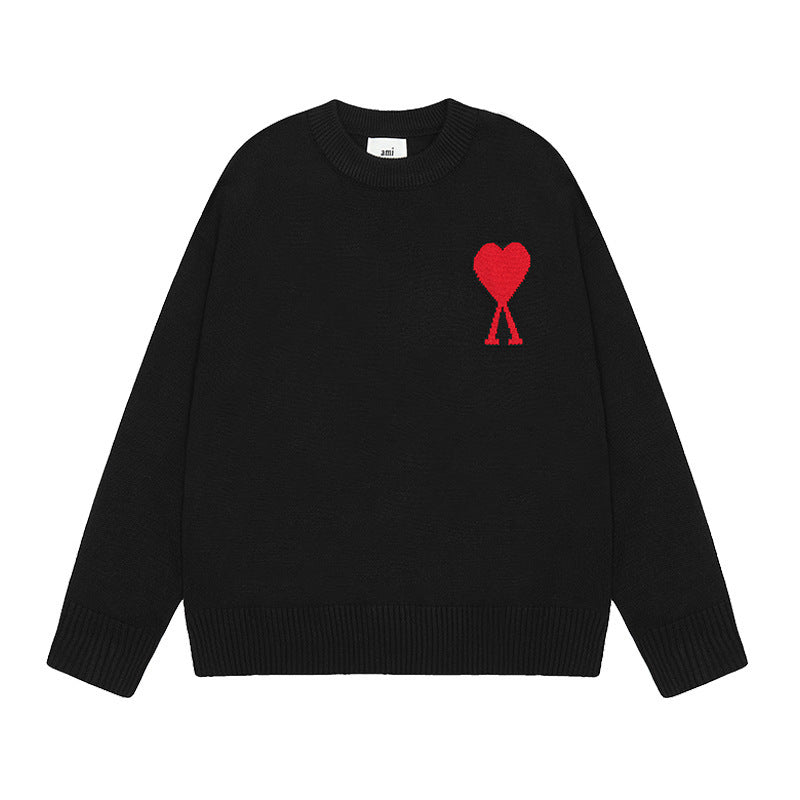 Round Neck Small Love Fashion Female Couple Loose Long Women's Sweater