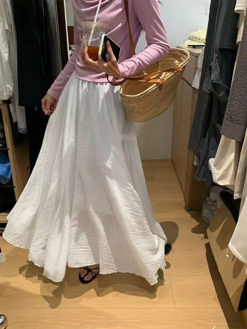 Female Dress Retro Style Mop Wide Hem Skirt