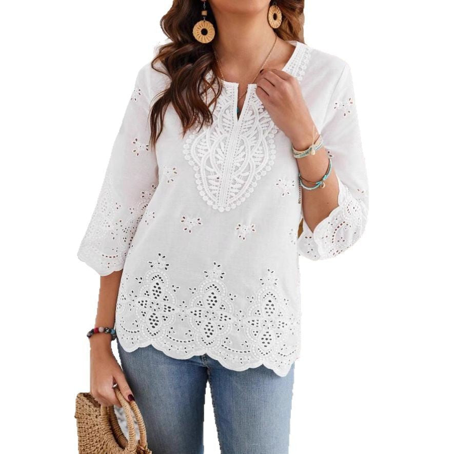 Attractive Fashion Sexy Lace Sleeve Shirt Blouse