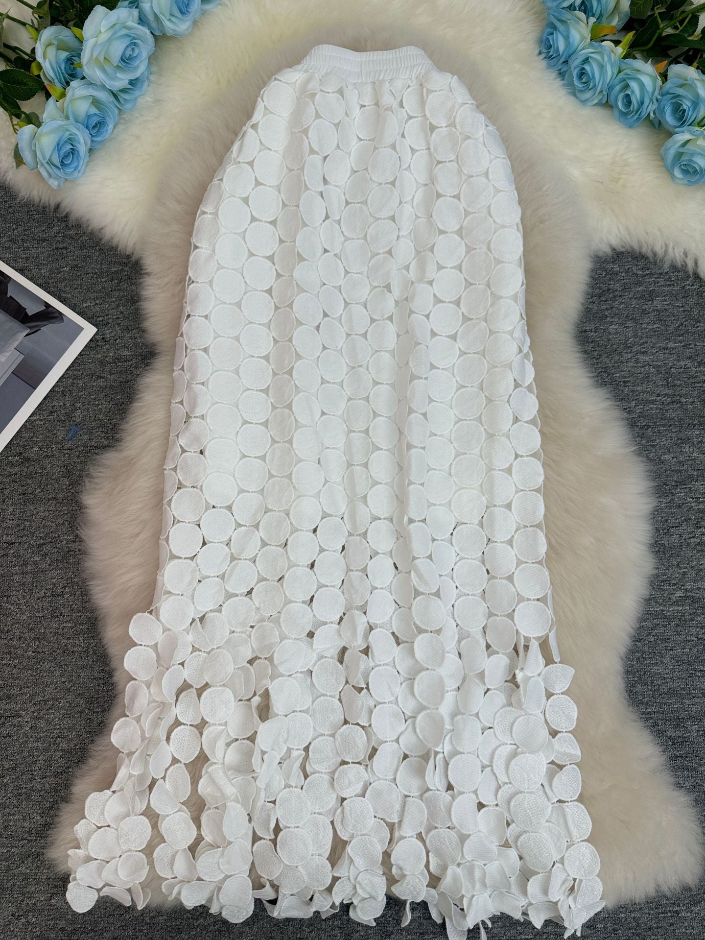 Hollow Dot Tassel Straight Design Sense Sheath Long Skirt